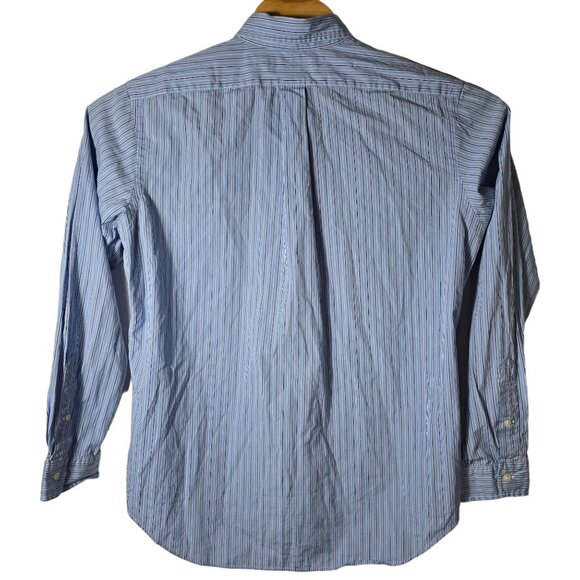 Ralph Lauren Button Down Dress Shirt Large Men's Long Sleeve Blue Striped - Picture 3 of 5